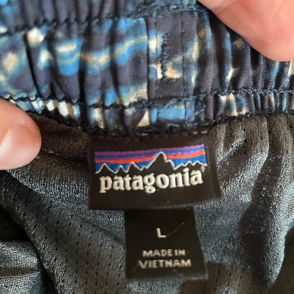Patagonia Abstract Blue and Cream Board Shorts - Picture 3 of 3